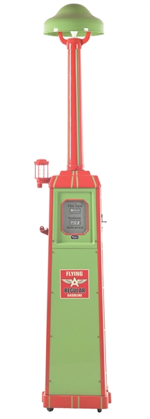 WAYNE MODEL #40A GAS PUMP RESTORED IN FLYING A GASOLINE W/ LIGHTER ATTACHMENT. 