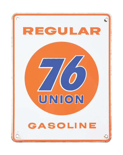 UNION 76 REGULAR GASOLINE PORCELAIN PUMP PLATE SIGN. 