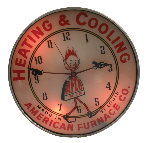 AMERICAN FURNACE CO. HEATING & COOLING LIGHT-UP CLOCK