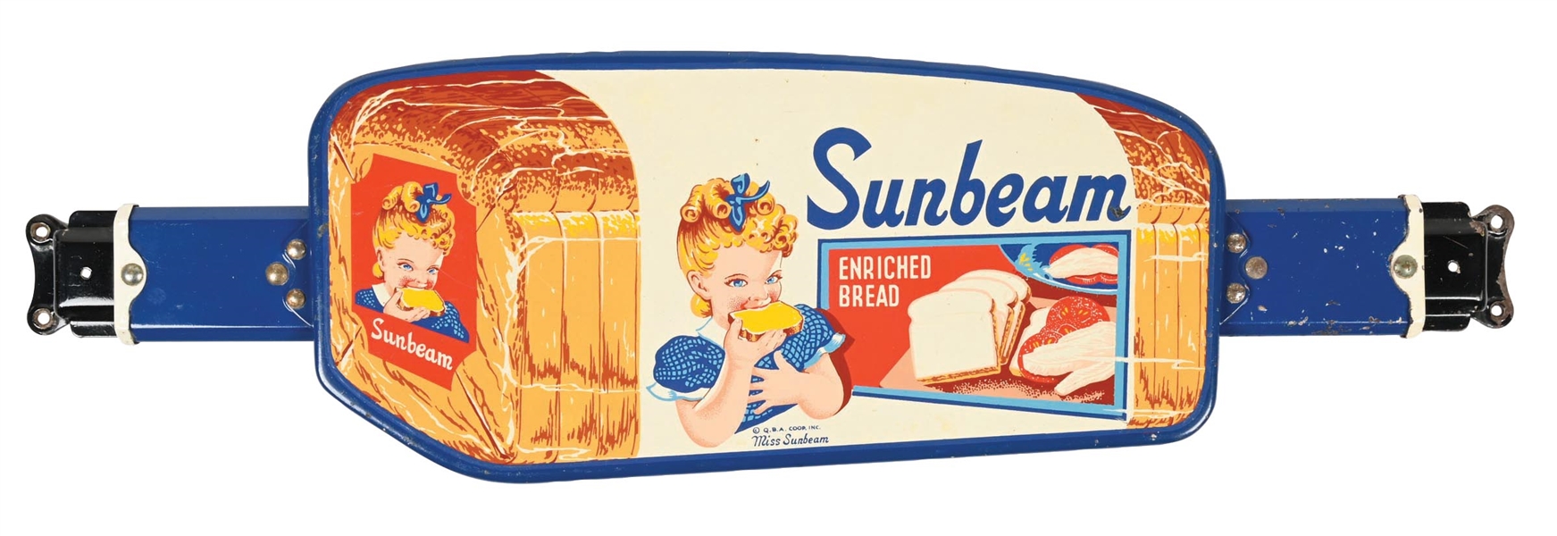 SUNBEAM BREAD PAINTED METAL DOOR PUSH W/ SUNBEAM GIRL GRAPHIC