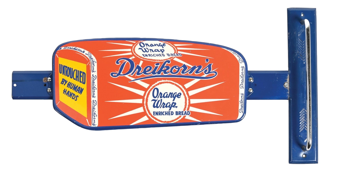 VERY UNIQUE DREIKORNS ORANGE WRAP BREAD DOOR PUSH W/ BREAD LOAF GRAPHIC