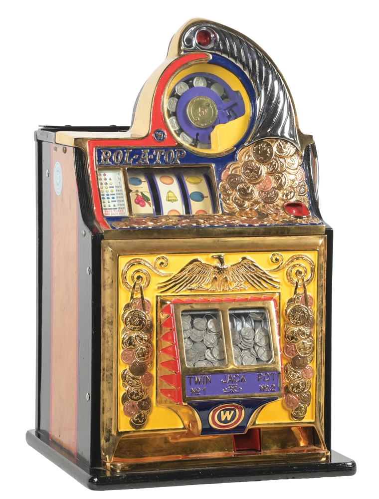 5¢ WATLING COIN FRONT ROL-A-TOP TWIN JACKPOT SLOT MACHINE