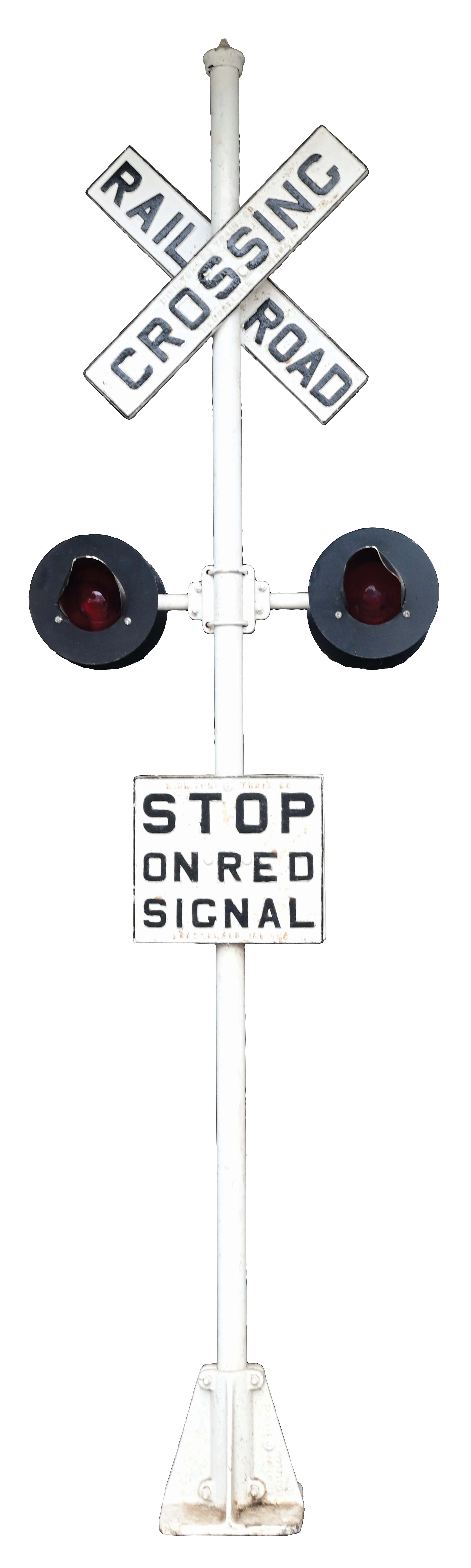 Red Train Stop Sign Lot Detail - RAILROAD CROSSING STOP ON RED SIGNAL SIGN