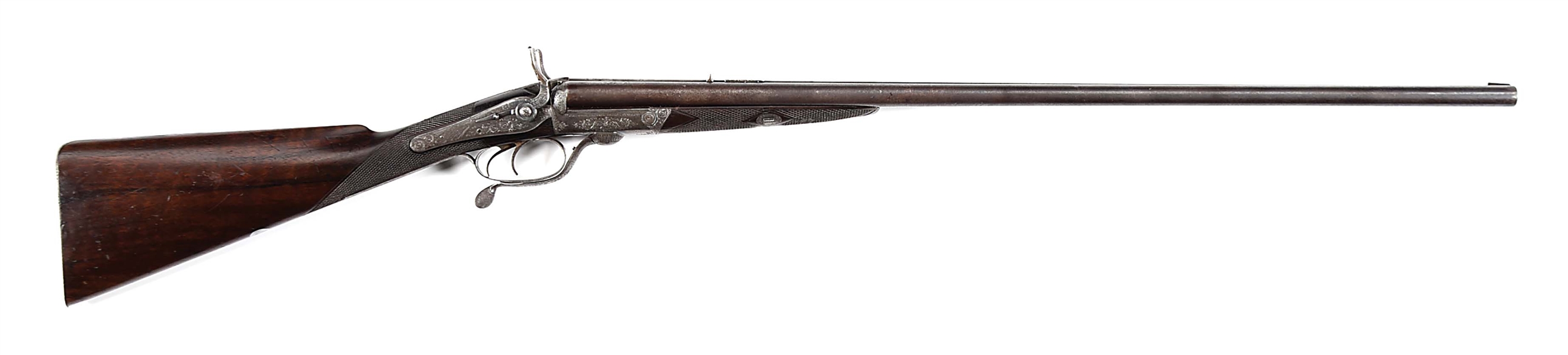 (A) RARE CHARLES LANCASTER SMOOTHBORE DOUBLE RIFLE.