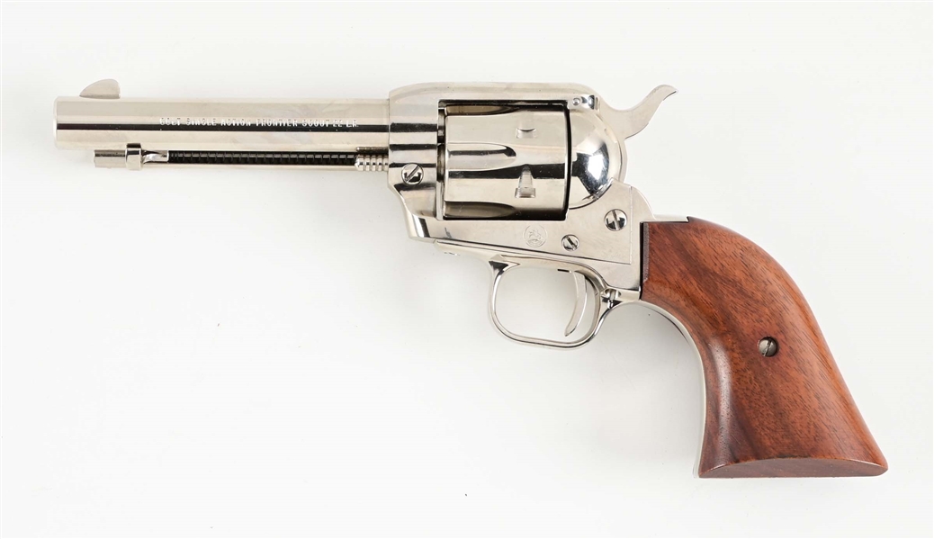 (C) RARE NICKLE PLATED COLT SINGLE ACTION FRONTIER SCOUT REVOLVER.