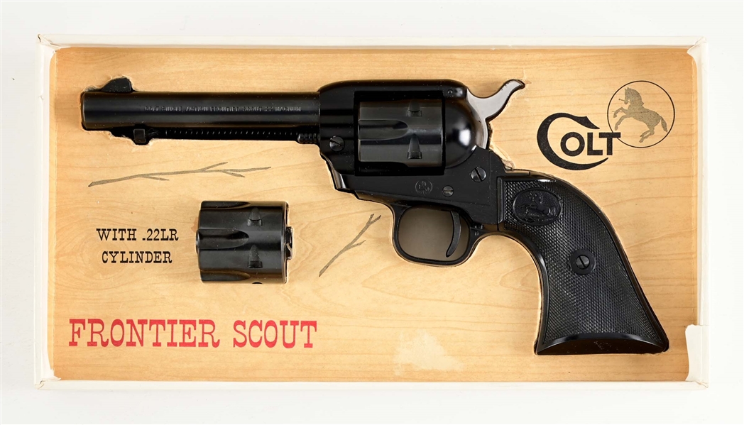 (C) COLT FRONTIER SCOUT SINGLE ACTION REVOLVER IN .22 MAGNUM.