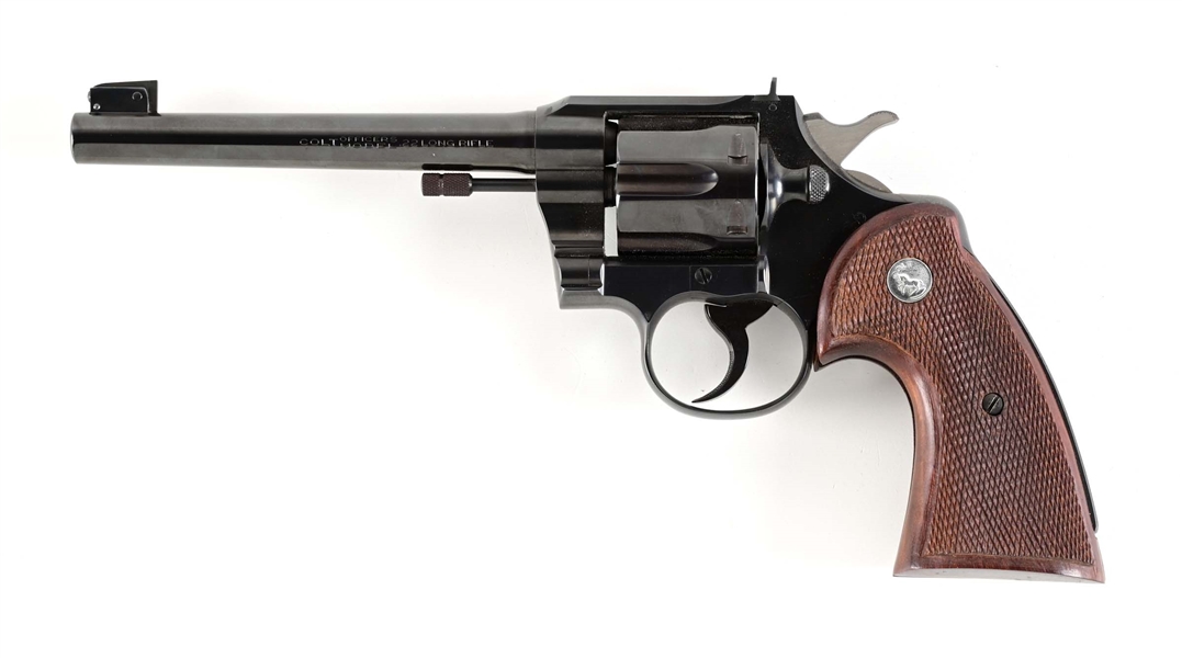 (C) COLT OFFICERS MODEL DOUBLE ACTION IN REVOLVER IN .22 LONG RIFLE.