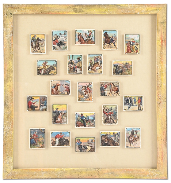 LOT OF 22 FRAMED CIGARETTE COWBOY CARDS 