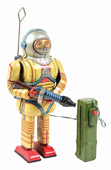 JAPANESE 1950S BATTERY-OPERATED NOMURA EARTH MAN W/ REMOTE CONTROL EARTH MAN ASTRONAUT