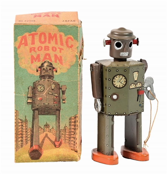 PRE-WAR JAPANESE TIN LITHO WIND-UP ATOMIC ROBOT MAN