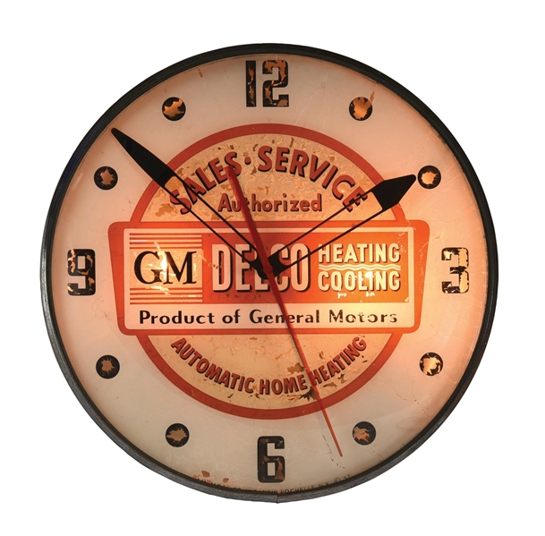 GENERAL MOTORS DELCO HOME HEATING ADVERTISING CLOCK.