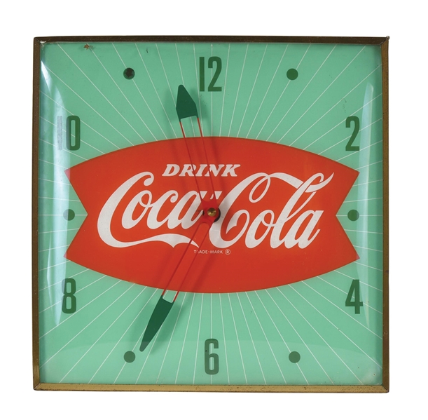 DRINK COCA-COLA FISHTAIL WALL CLOCK.