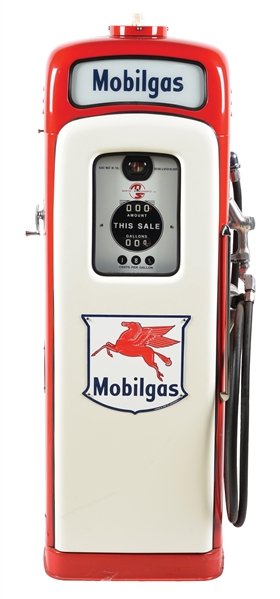 MARTIN & SCHWARTZ MODEL #80 GAS PUMP RESTORED IN MOBILGAS. 