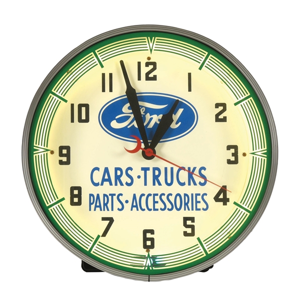 FORD CARS & TRUCKS NEON ADVERTISING CLOCK.