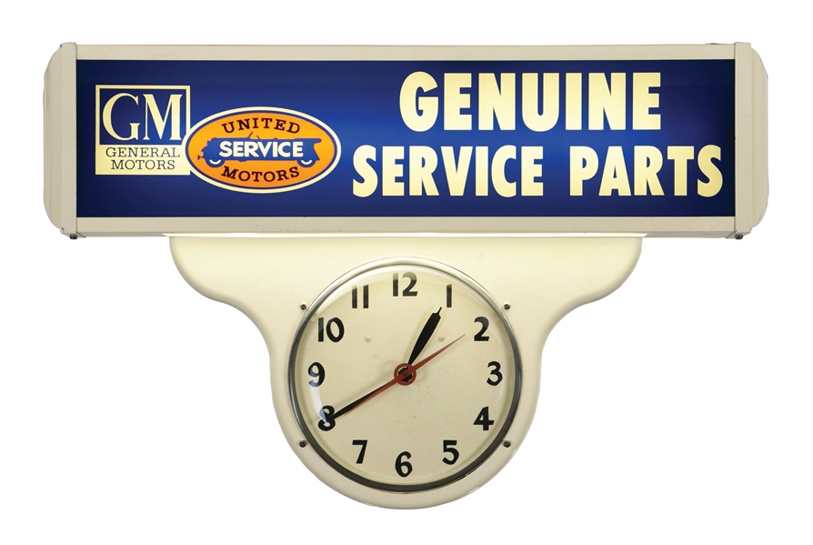 GENERAL MOTORS & UNITED MOTORS LIGHT UP CLOCK. 