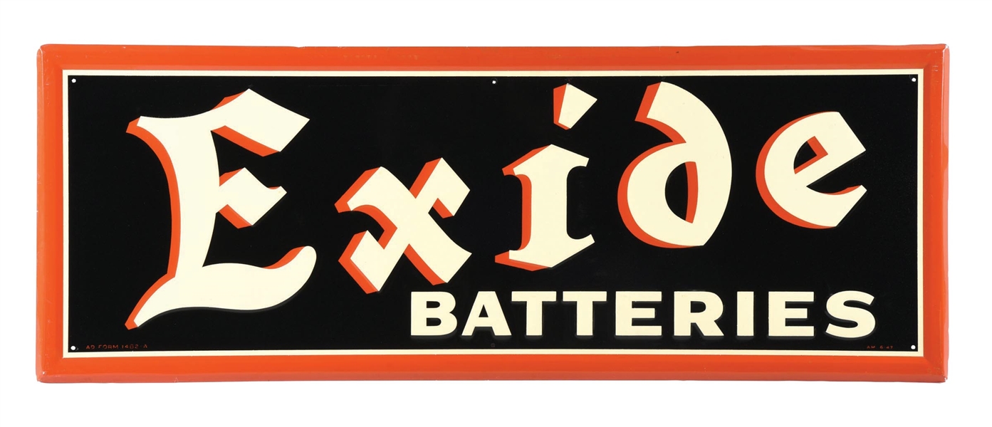 EMBOSSED EXIDE BATTERIES SIGN. 