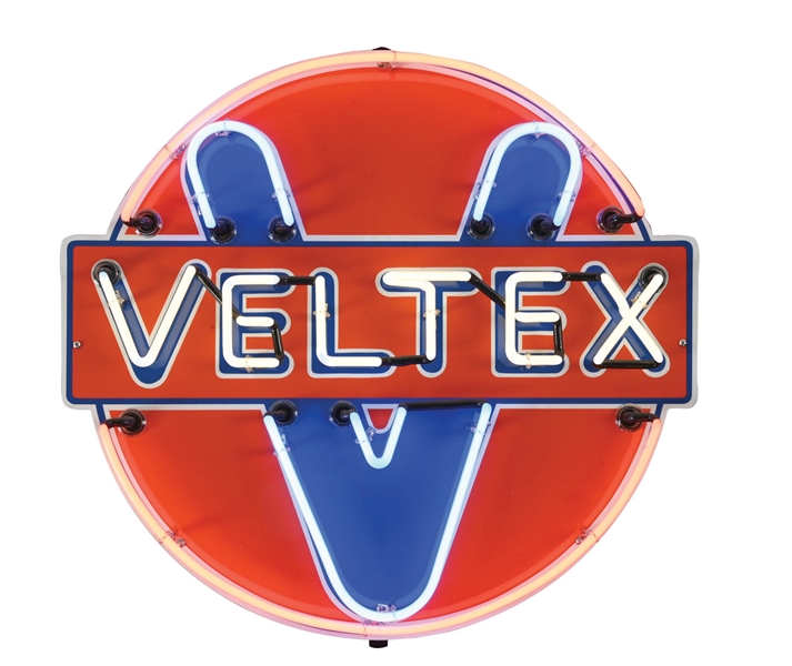 VELTEX GASOLINE PORCELAIN NEON SIGN. 