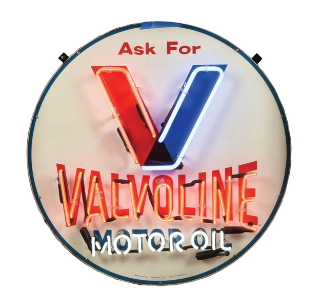 VALVOLINE MOTOR OIL TIN SIGN W/ ADDED NEON. 