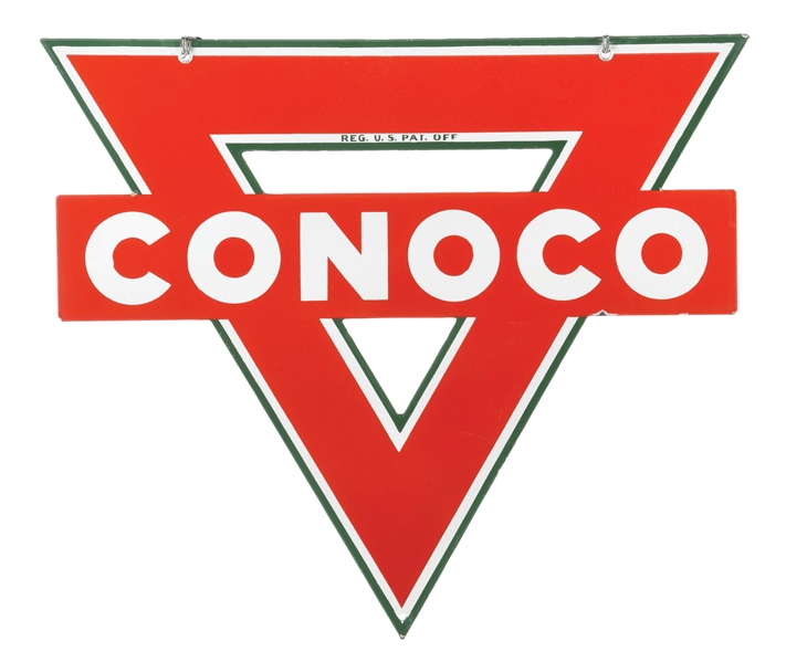 PORCELAIN DIECUT CONOCO TRIANGLE SIGN.