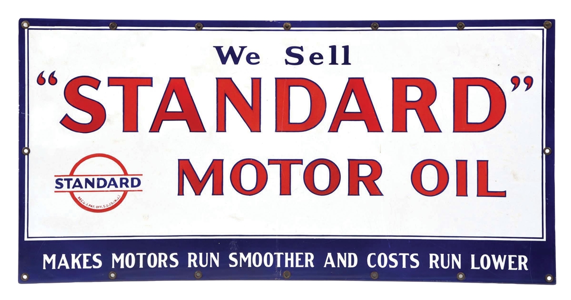 WE SELL "STANDARD" MOTOR OIL PORCELAIN SERVICE STATION SIGN. 