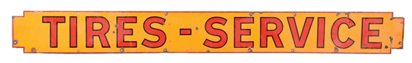 SHELL "TIRES-SERVICE" PORCELAIN STRIP SIGN.