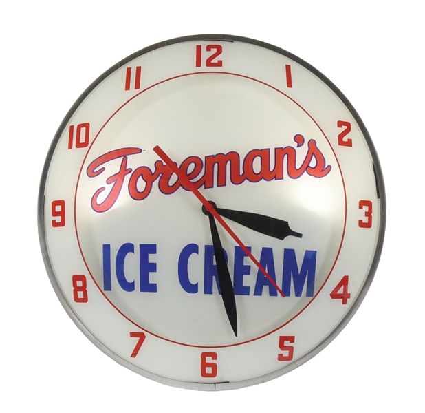 FOREMANS ICE CREAM DOUBLE BUBBLE LIGHT UP ADVERTISING CLOCK. 