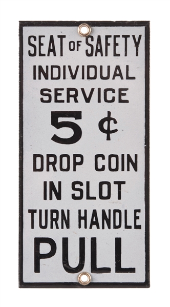 INDIVIDUAL TOILET SERVICE 5¢ PORCELAIN DOOR SIGN. 