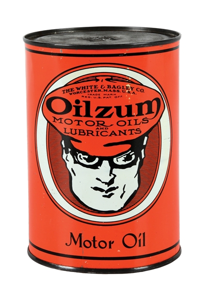 OILZUM "MOTOR OIL" VARIATION ONE QUART CAN W/ OSWALD GRAPHIC AGS 91. 