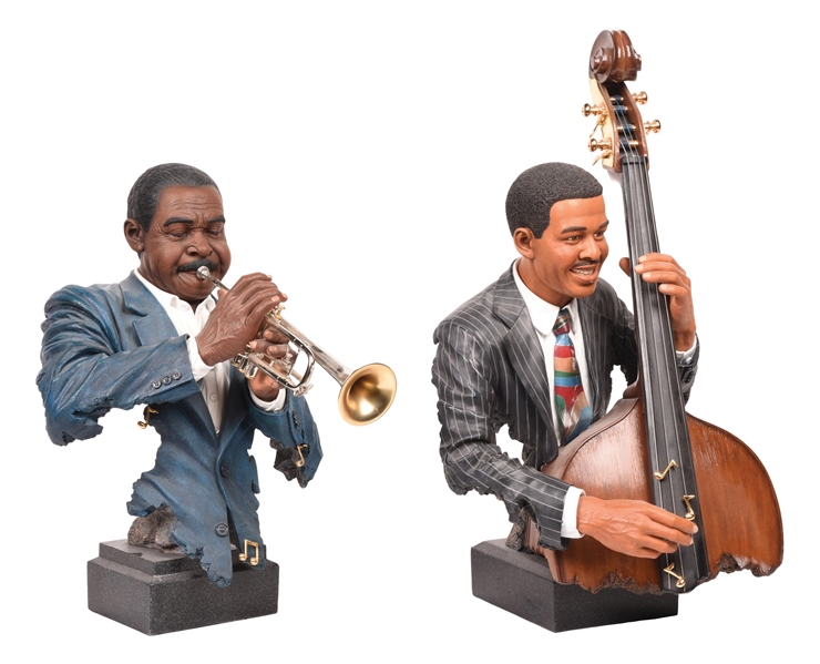 PAIR OF WILLITTS DESIGN CAST RESIN MUSICIAN SCULPTURES