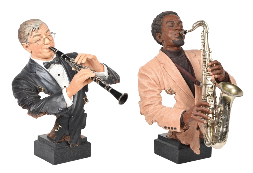 PAIR OF WILLITTS DESIGNS CAST RESIN MUSICIAN SCULPTURES