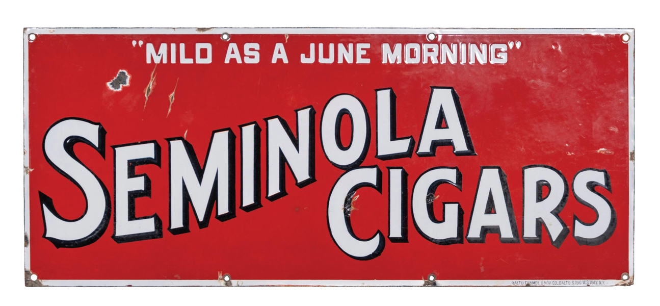 SEMINOLA CIGARS PORCELAIN SIGN