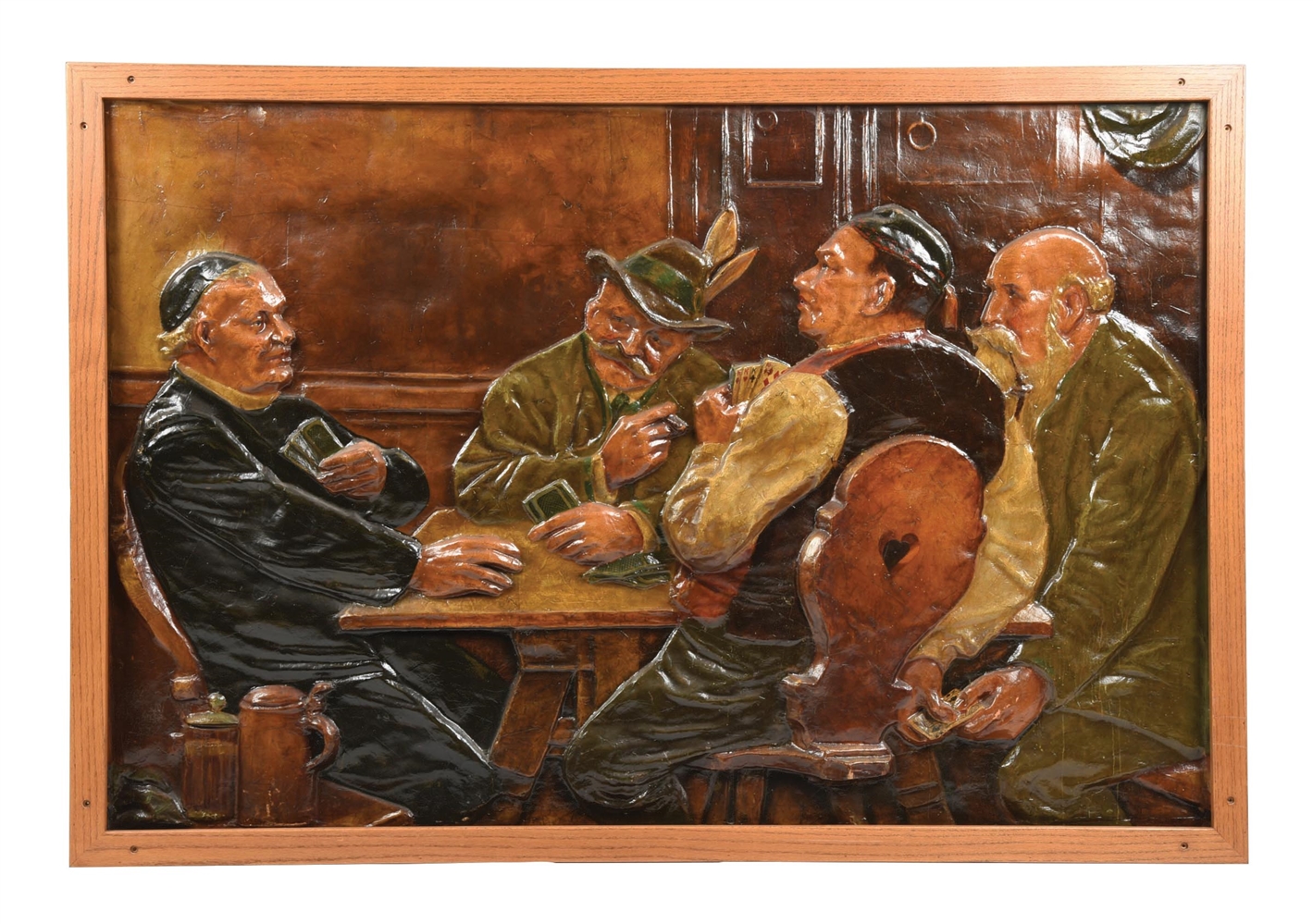 OVERSIZED PAPER MACHE BAR SCENE CARD GAME WALL DISPLAY