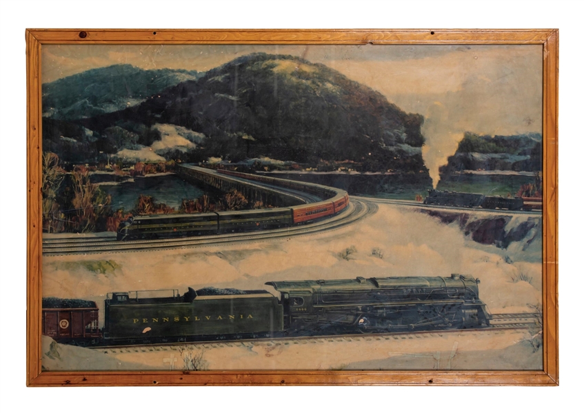 PENNSYLVANIA RAILROAD PAPER LITHOGRAPHED W/ TRAIN GRAPHICS