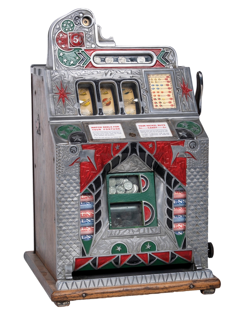 5¢ MILLS NOVELTY CO. SILENT JACKPOT FRONT VENDER SLOT MACHINE