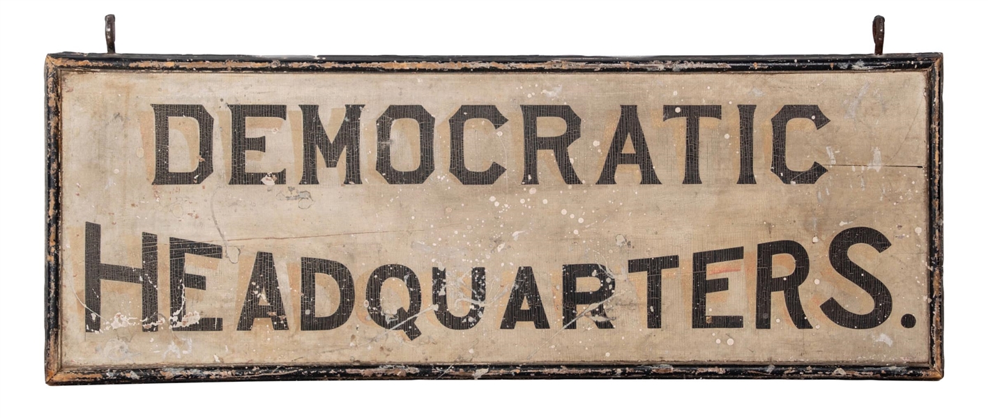 DEMOCRATIC HEADQUARTERS DOUBLE-SIDED WOOD SIGN