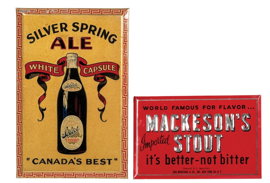 COLLECTION OF 2 BREWRIANA TIN OVER CARDBOARD SIGNS