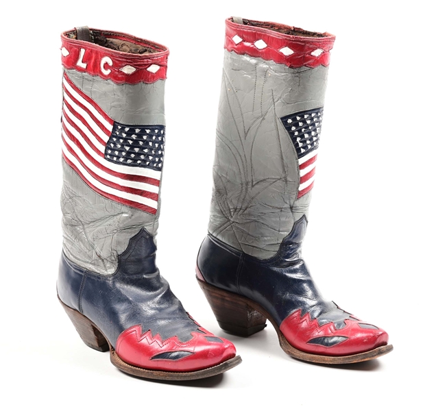 PAIR OF AMERICAN FLAG COWBOY BOOTS.