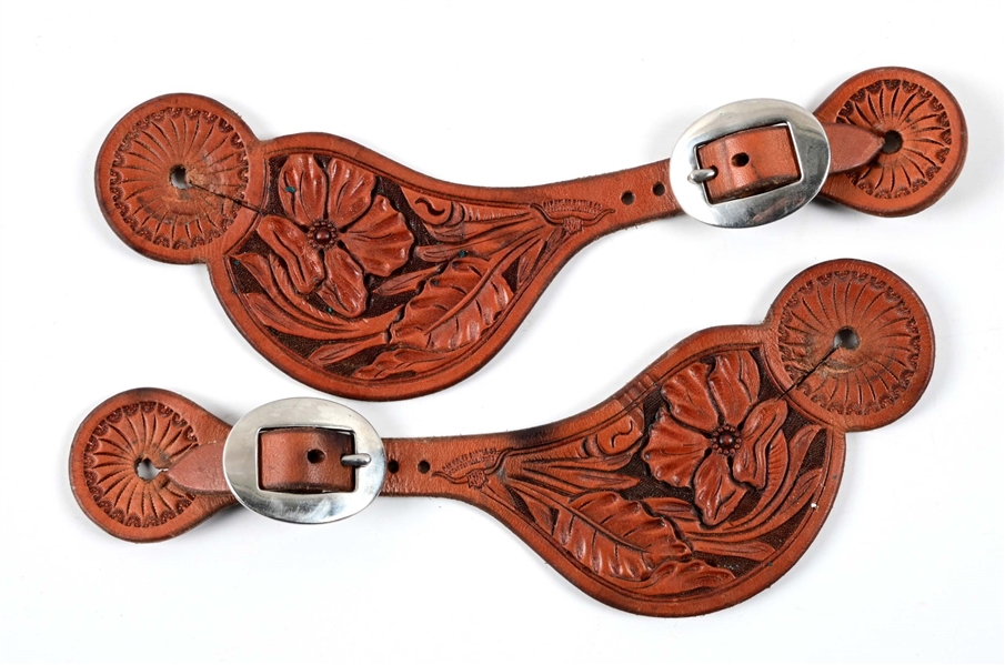 PAIR OF RAY HOLES SADDLE CO. SPUR STRAPS