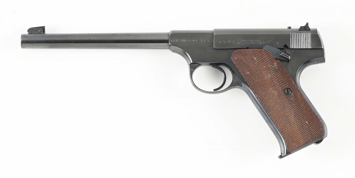 (C) PRE-WAR COLT WOODSMAN SEMI AUTOMATIC TARGET PISTOL WITH BOX.