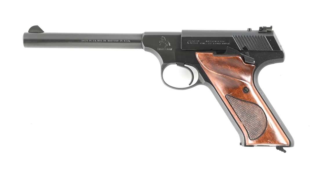 (C) COLT TARGETSMAN SEMI AUTOMATIC TARGET PISTOL WITH BOX.