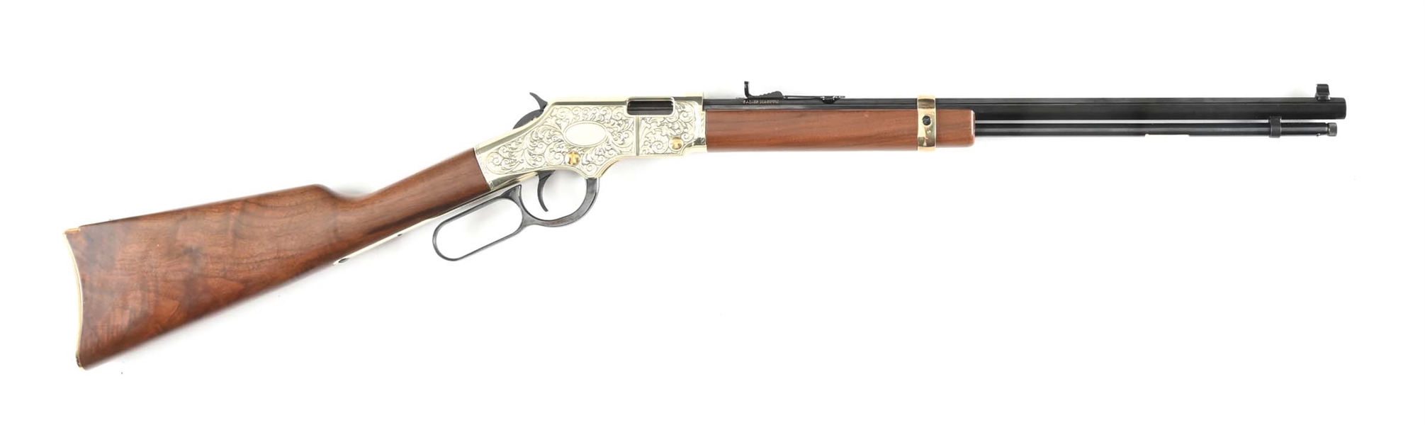 (M) ENGRAVED HENRY GOLDEN BOY LEVER ACTION RIFLE IN .22 MAGNUM.