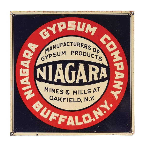 NIAGARA GYPSUM COMPANY EMBOSSED TIN SIGN. 