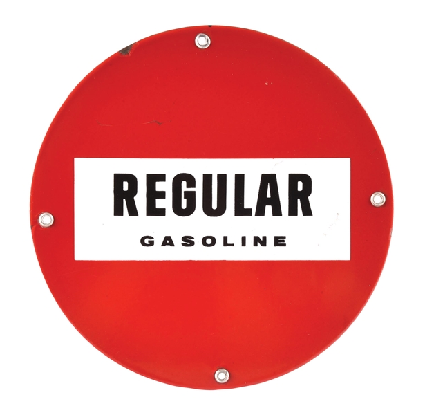 REGULAR GASOLINE PORCELAIN PUMP PLATE SIGN. 