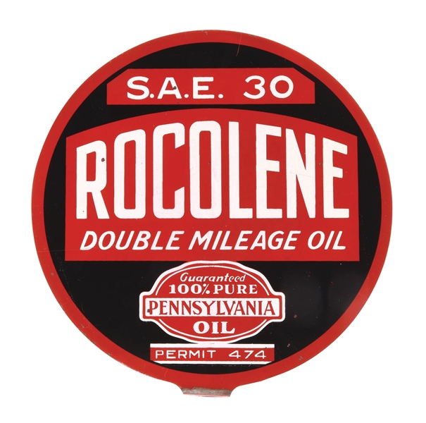 ROCOLENE DOUBLE MILEAGE OIL TIN LUBSTER PADDLE SIGN. 