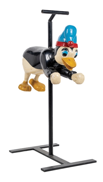 WOODEN PENGUIN CAROUSEL FIGURE