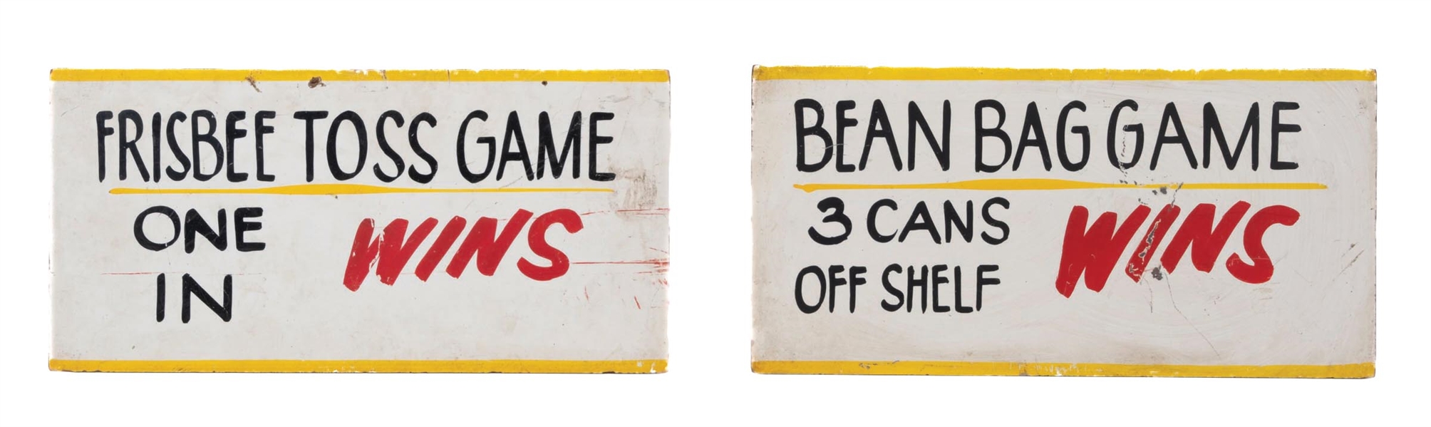 COLLECTION OF 2 CARNIVAL GAME PAINTED MASONITE SIGNS