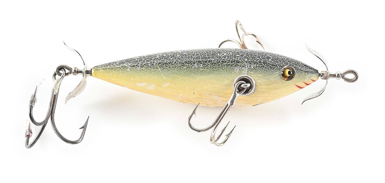 HEDDON 700 SWAYBELLY MUSKY MINNOW IN GREEN CRACKLEBACK