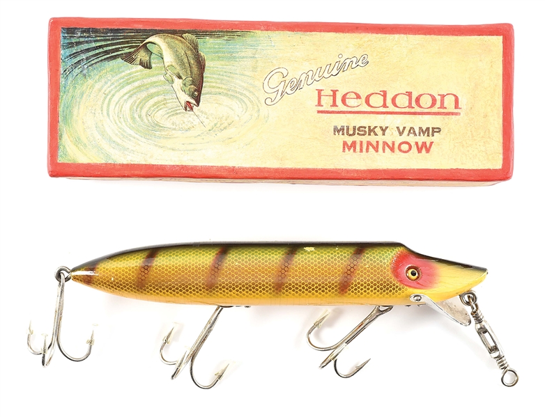 HEDDON 8" 7609L MUSKY VAMP IN YELLOW PERCH SCALE IN BOX