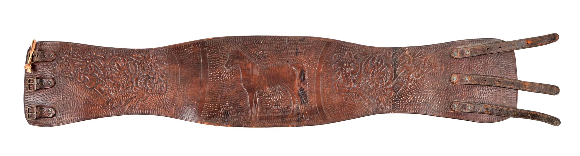 BROWN LEATHER BULL RIDING BELT