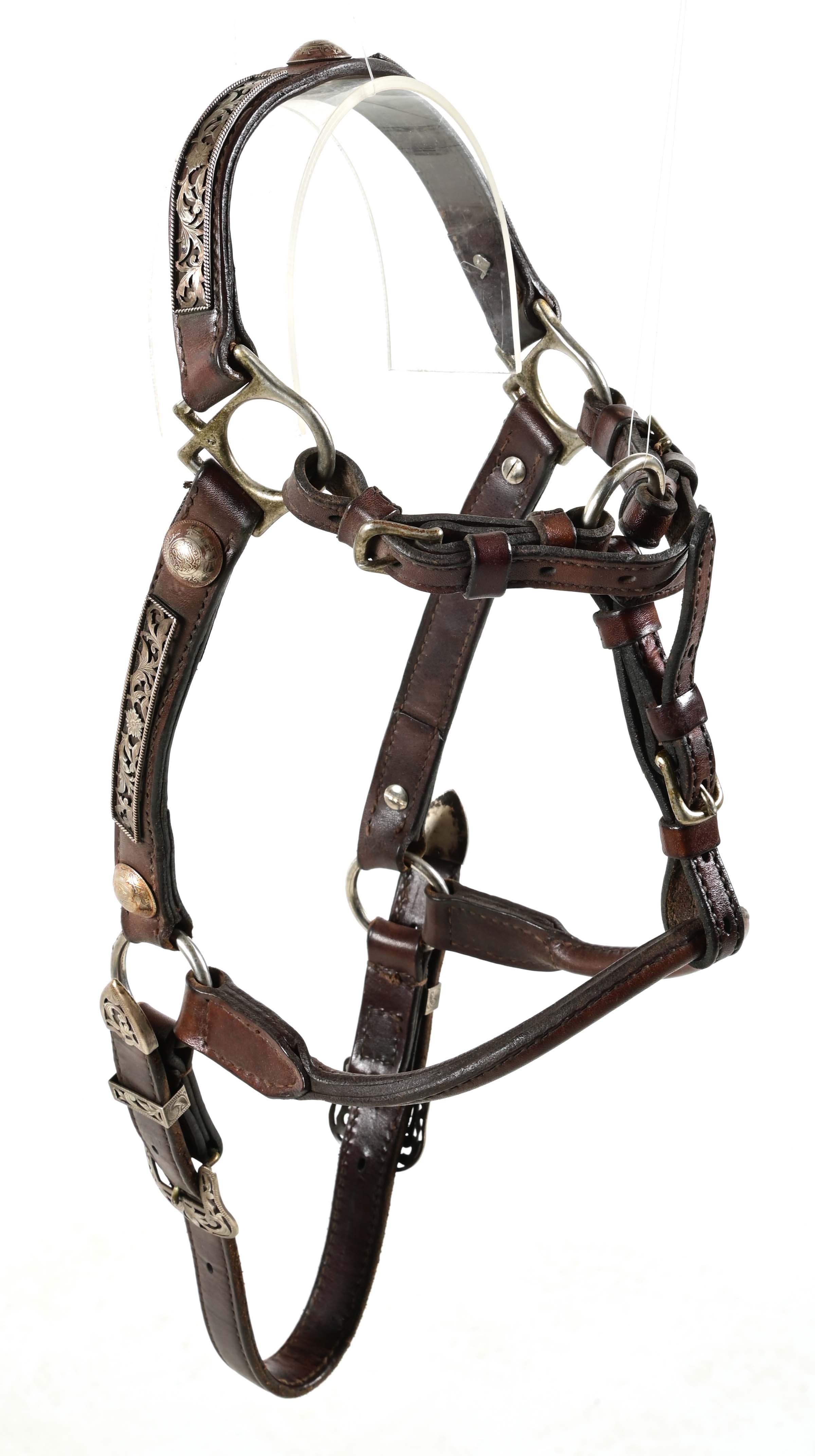 Lot Detail - BROWN LEATHER AND SILVER HALTER